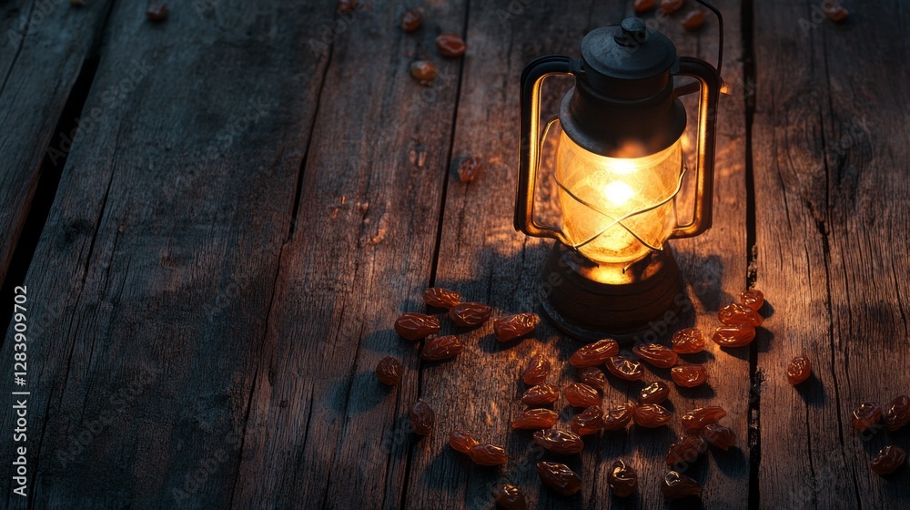 Poster gentle glow radiates from an ornate lantern, creating a warm and inviting atmosphere. surrounded by 