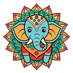 Cute Elephant in a Colorful Mandala Design