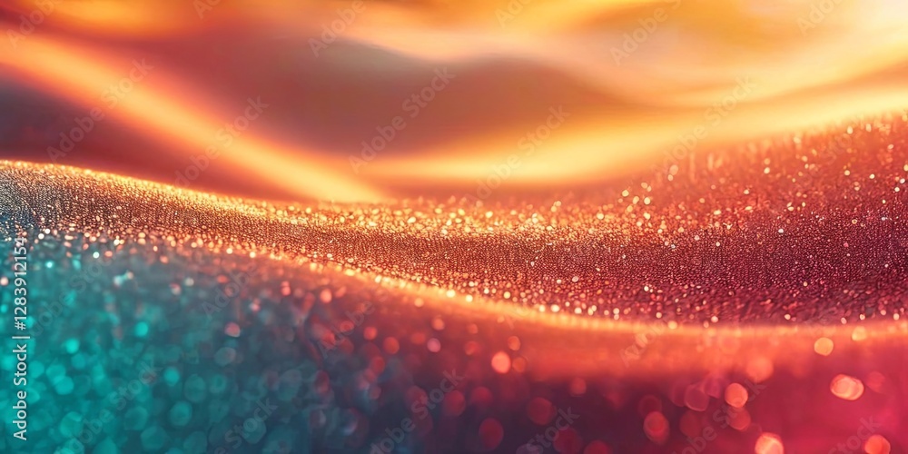 Poster a colorful, blurry image of a wave with a lot of sparkles