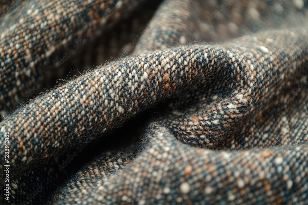 Poster Close-up of a textured woolen fabric in shades of brown and gray, showing its intricate weave and soft texture.