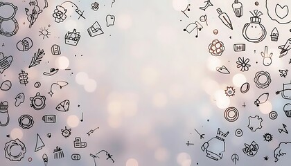 Fototapeta premium Elegant and Creative Background with Minimalistic Icons on Soft Blurred Light for Design Projects