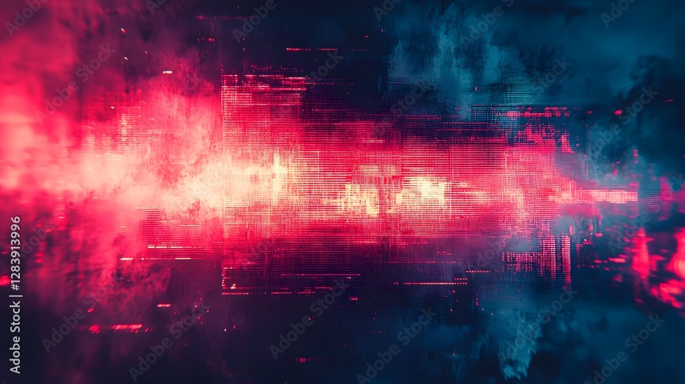 Fototapete Hypnotic Chromatic Explosion   Captivating abstract futuristic digital glitch art wallpaper with vibrant neon colors dynamic fractal patterns and a surreal psychedelic atmosphere