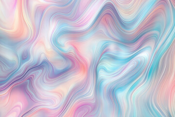 Obraz premium Pastel background of surreal depiction of iridescent, flowing material, resembling liquid silk or holographic waves. Its vibrant colors and dynamic textures