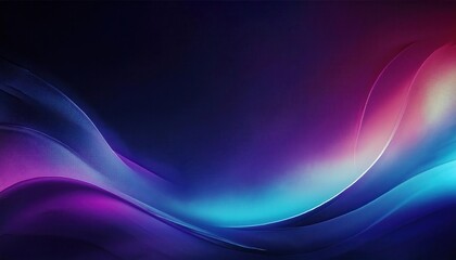 Obraz premium abstract flowing neon waves in dark blue and purple tones, digital background with glowing smooth curves, graphic design