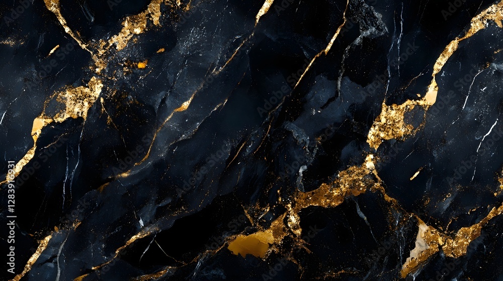Leinwandbilder luxurious abstract background featuring a dark marble texture with golden shimmering veins this patt