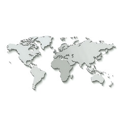 Flat Map of the World Simple and Clear Geographical Representation for Educational, Travel, and Global Design Projects.

