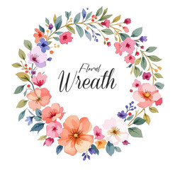 Watercolor Floral Wreath, Wreath Clipart Watercolor