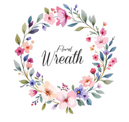 Midsummer Wild field Wreath Watercolor Wildflower clipart, Delicate flower frame	