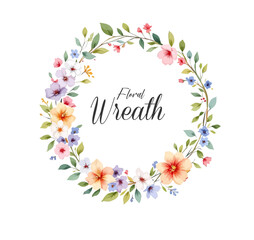 Midsummer Wild field Wreath Watercolor Wildflower clipart, Delicate flower frame	