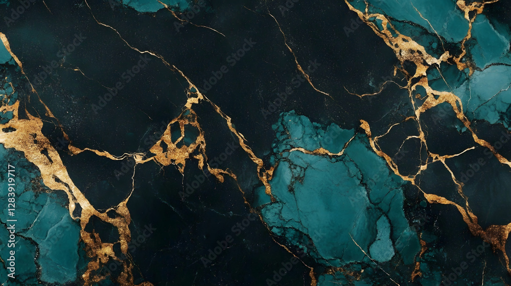 Fototapete luxurious abstract marble texture with striking golden veins and dark blue tones mesmerizing and cap