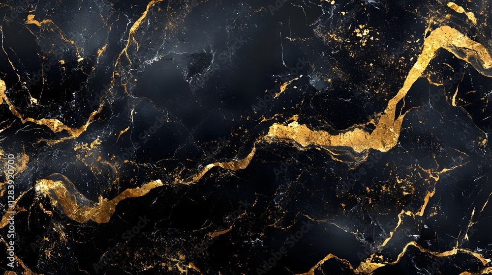 Leinwandbilder Luxurious and Elegant Marble Texture with Mesmerizing Golden Veins and Intricate Patterns Ideal for Premium Background Design Packaging or Branding Elements