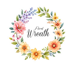 Watercolor Floral Wreath, Wreath Clipart Watercolor, Pastel Pink Flowers Wedding Clipart Wild Floral Clipart	