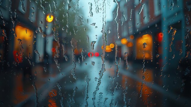 Cozy Rainy Day Cafe Scene Lush Greenery Coffee Cups  Umbrellas