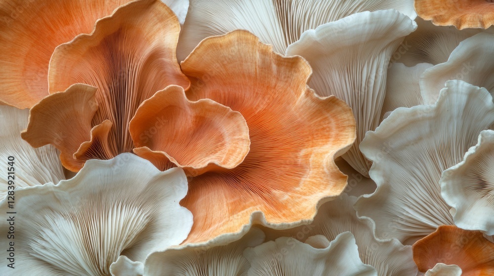 Poster brilliant coral formations unfold with intricate details showcasing soft hues of orange and cream, i