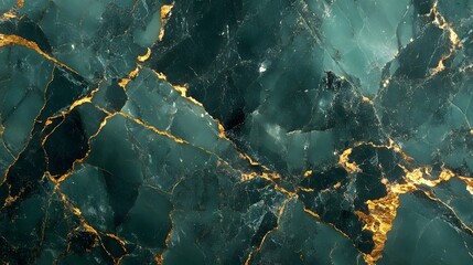 Fototapeta premium Luxurious and Mesmerizing Green Marble Texture with Intricate Golden Fractal Pattern Ideal for Premium Background Wallpaper or Luxury Design Elements