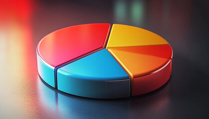 Fototapeta premium 3D Pie Chart with Differently Colored Slices