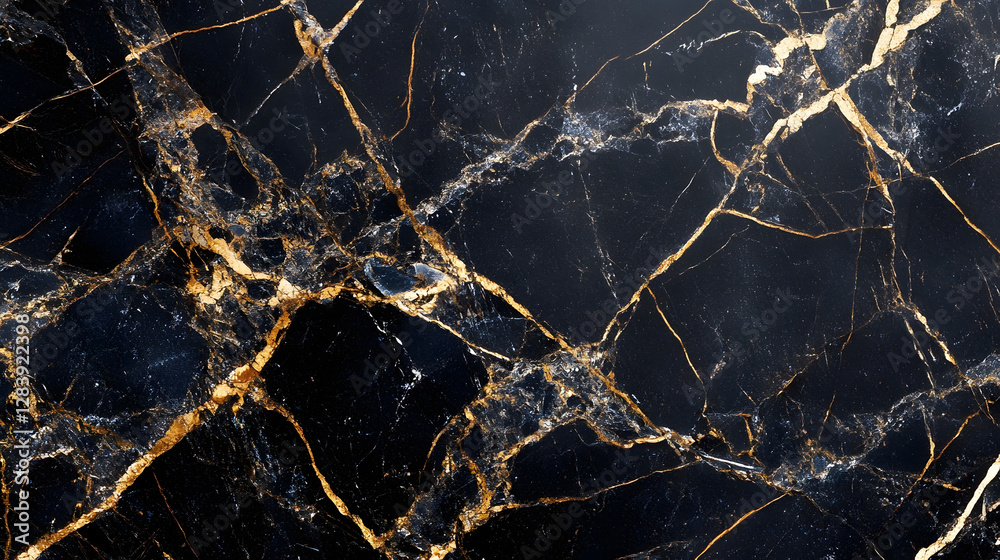 Aufkleber luxurious black and gold marble texture abstract background with elegant cracked pattern and graphic