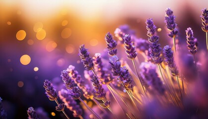 Generated Macro shot of lavender flowers in bloom, focusing on tiny florets covered in golden pollen, showcasing delicate details of nature&rsquo;s beauty