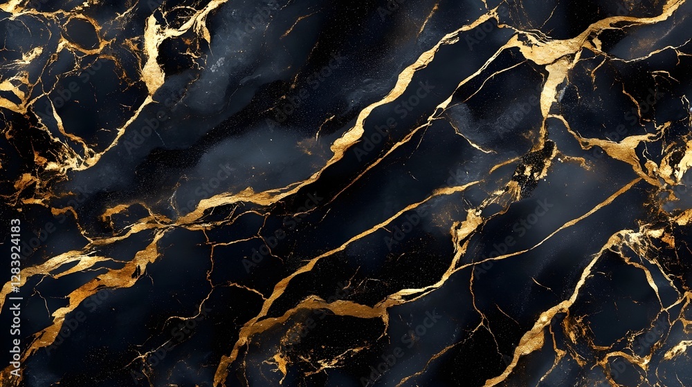 Poster luxurious cracked marble texture with dramatic golden veins abstract background image elegant and so
