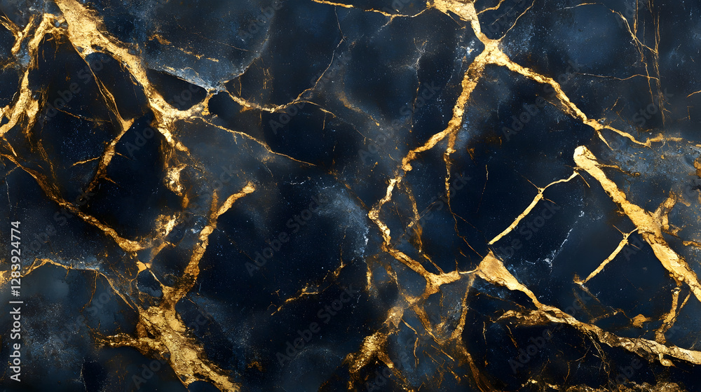 Aufkleber luxurious cracked marble texture with golden accents showcasing a stunning and intricate natural pat