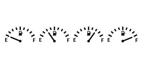 fuel gauge meter full empty icon vector design symbol sign simple illustration set isolated