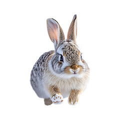 Rabbit Hopping Through Deep Snow Isolated on Transparent Background