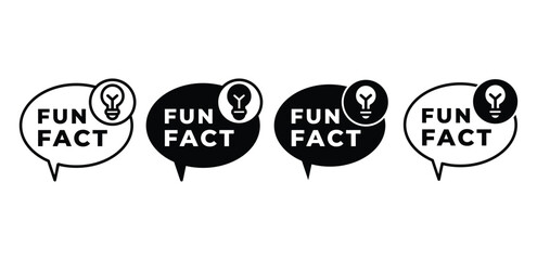 fun fact speech chat box with light bulb icon vector design black white color illustration template