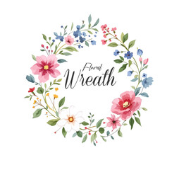 Watercolor Floral Wreath, Wreath Clipart Watercolor, Pastel Pink Flowers Wedding Clipart Wild Floral Clipart	