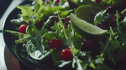 A Vibrant Salad with Fresh Herbs and Lime
