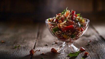 Stunning Quinoa Salad in Glass Bowl - A Vibrant and Healthy Dish