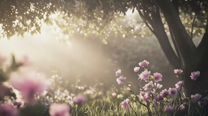 Serene Springtime Blossoms in a Forest Meadow