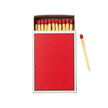 Opened matchbox with matchsticks isolated on a clean transparent background&mdash;ideal for vintage rustic or fire-themed designs