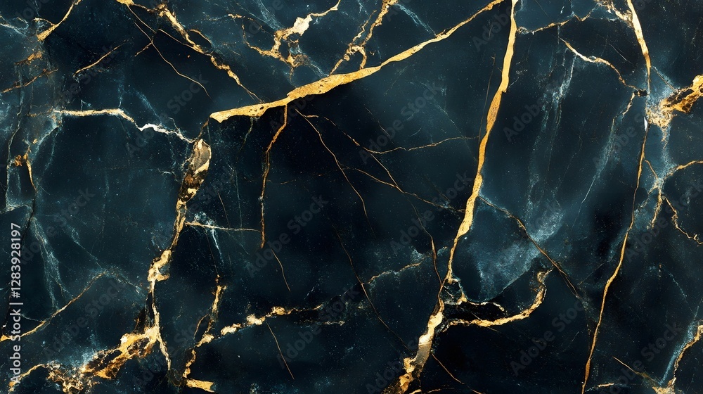 Leinwandbilder luxurious dark marble texture with golden cracks and fractures for premium backgrounds designs and c