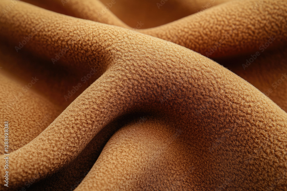Poster close-up of brown fleece fabric showing its texture and soft, fluffy surface.