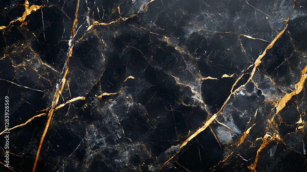 Poster luxurious dark marble texture with golden vein patterns abstract background with intricate fractures