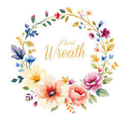 Watercolor Floral Wreath, Wreath Clipart Watercolor, Pastel Pink Flowers Wedding Clipart Wild Floral Clipart