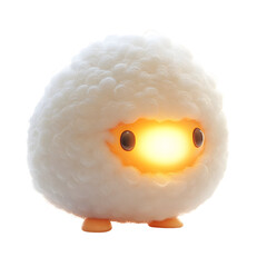 Fluffy 3D Cartoon Fried Egg with Glowing Yolk and White Sheep Isolated on Transparent Background