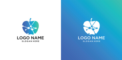 fruit vector logo with colorful technology concept