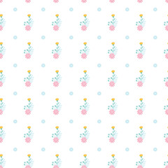 Seamless Floral Pattern with Pastel Flowers on a White Background