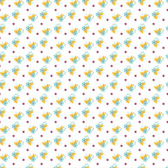 Seamless Pattern of Colorful Floral Arrangements with White Background