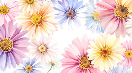 Botanical frame featuring wildflowers and daisies. Vector flat minimalistic isolated illustration.	