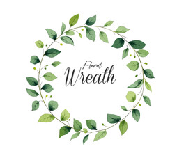 Watercolor Eucalyptus Leaves Wreath Illustration Green, Wedding Leaves	