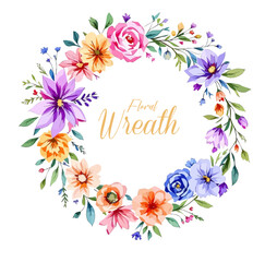 Floral Wreath, Wreath Clipart Watercolor, Pastel Pink Flowers Wedding Clipart Wild Floral Clipart	
