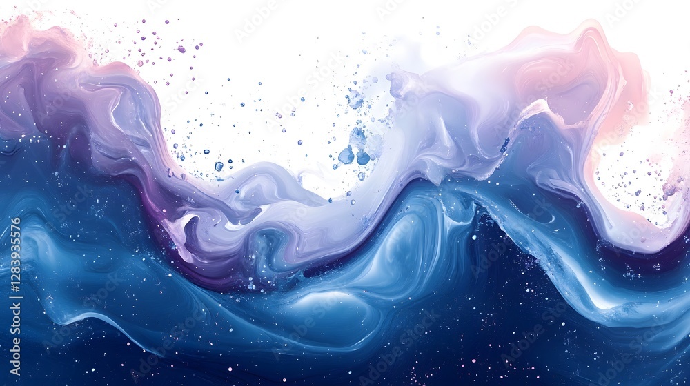 Poster Mesmerizing abstract composition of fluid dynamic waves of vivid swirling colors and gradients creating a sense of ethereal natural beauty and movement
