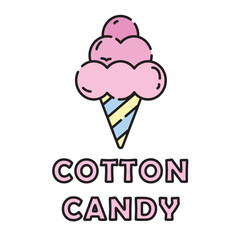 cute doodle cotton candy. simple doodle of pink cotton candy with a cone. cotton candy cartoon doodle