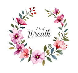Watercolor Floral Wreath, Wreath Clipart Watercolor, Pastel Pink Flowers Wedding Clipart Wild Floral Clipart
