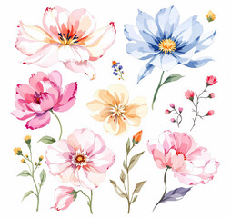 Flower Clipart, Roses Fussy Cut, Printable Watercolor clipart, Watercolor Floral clipart	