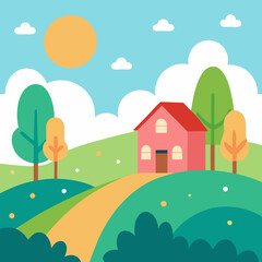 Fototapeta premium landscape with house