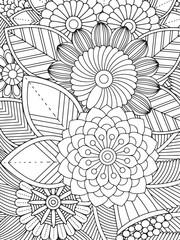 Zentangle Flowers Coloring Pages For Adult 