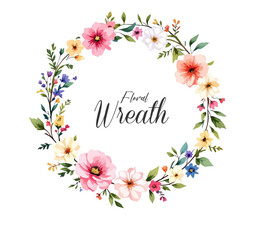 Watercolor Floral Wreath, Wreath Clipart Watercolor, Pastel Pink Flowers Wedding Clipart Wild Floral Clipart	